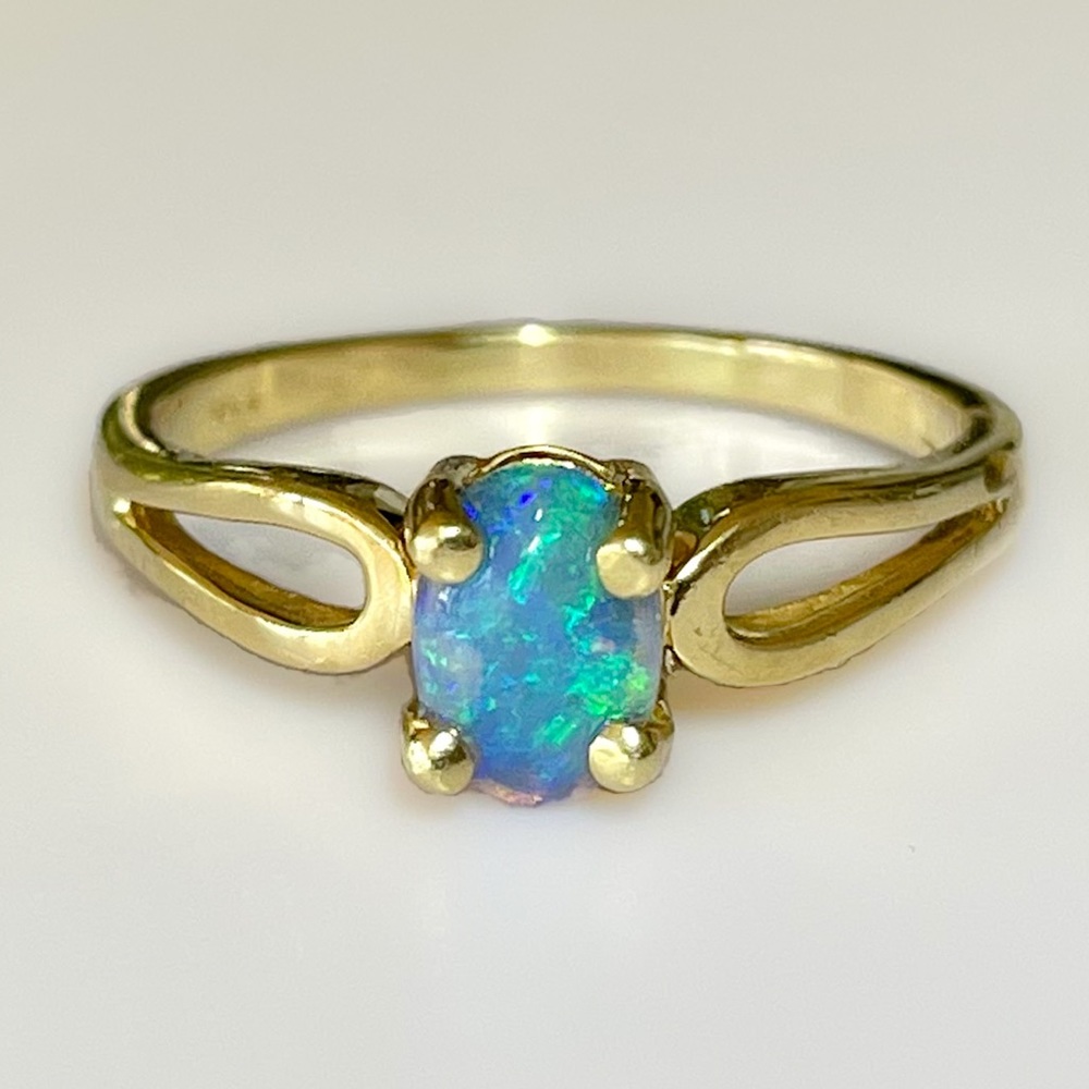 SOLD☀️Vintage 14k Solid Black Opal Ring 3g